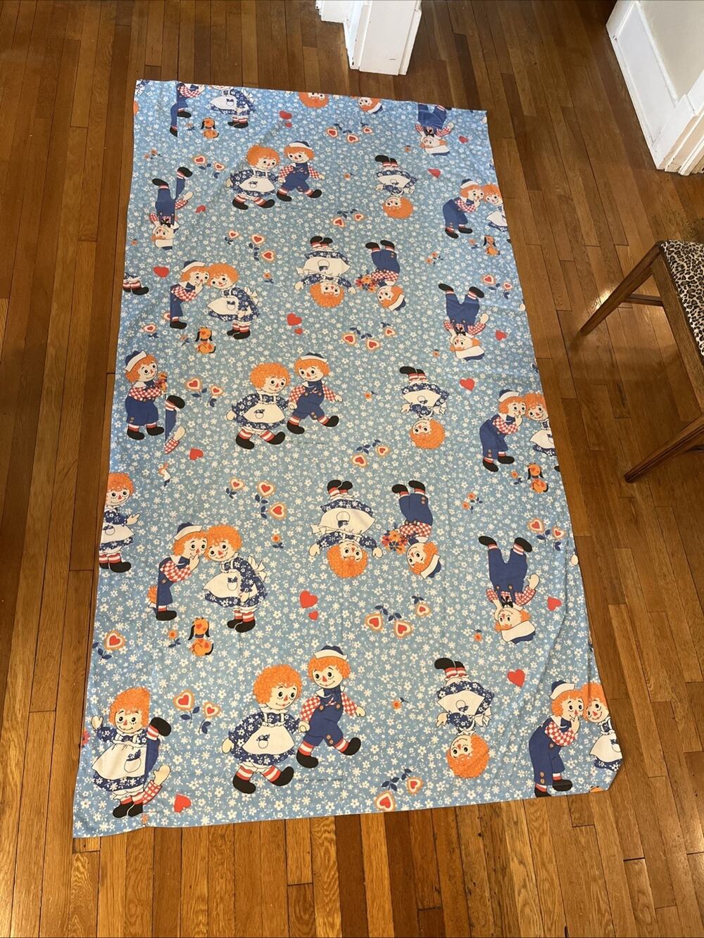 Vintage Sears Roebuck Raggedy Ann and Andy Twin Flat Percale Perma Prest Sheet